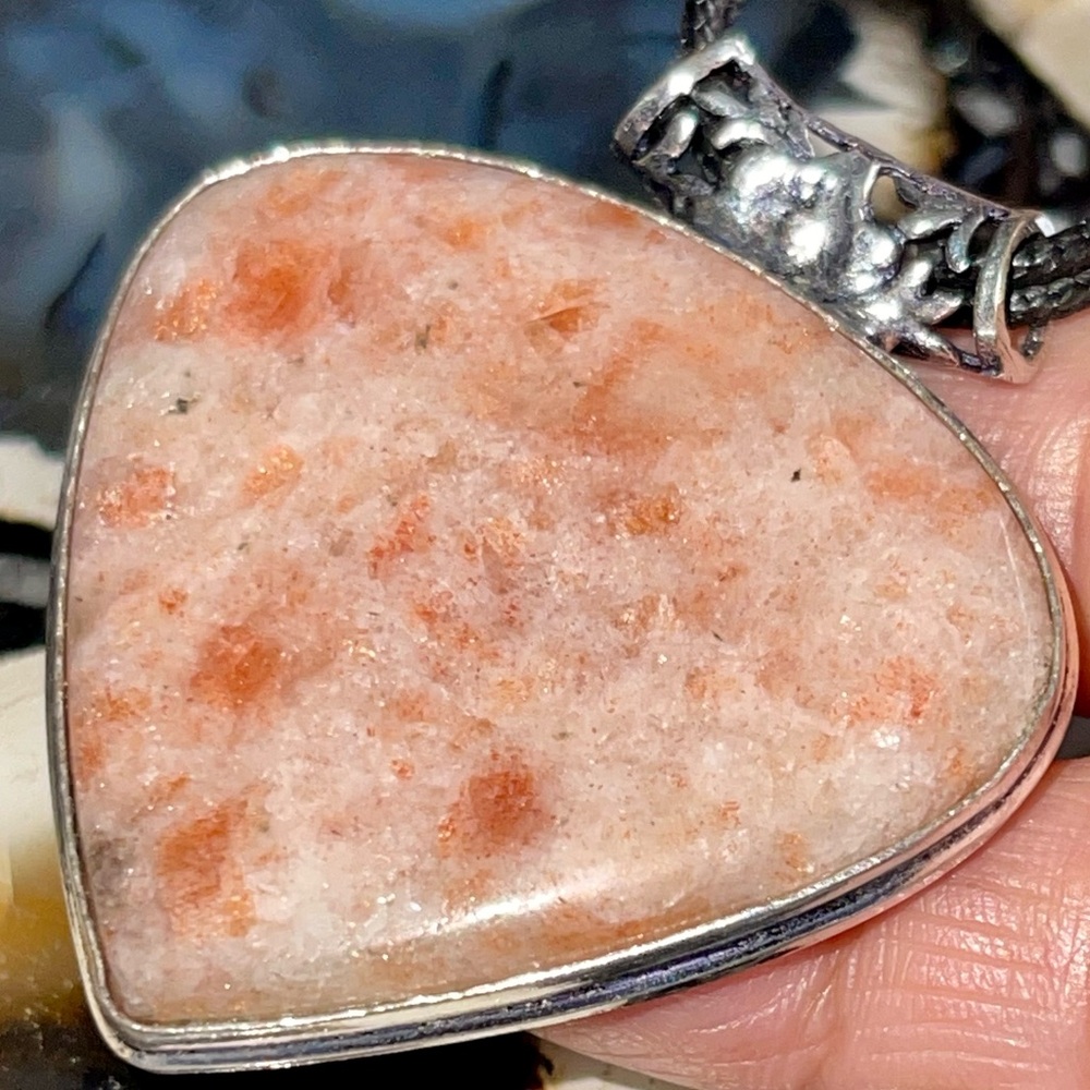 “Leadership Stone” Peach Sunstone Pendant 2”